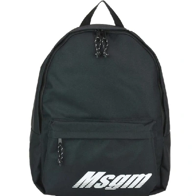 Shop Msgm Zipped Logo Backpack In Black