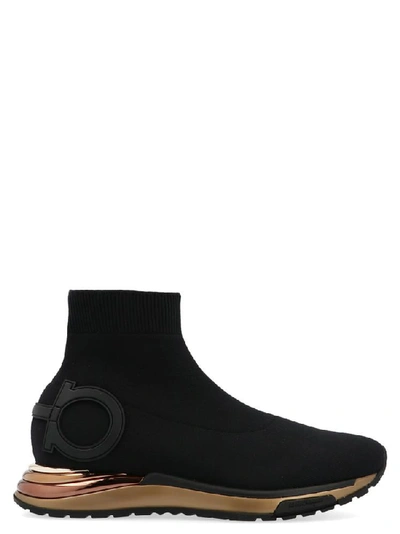 Shop Ferragamo Salvatore  Gardena Sock Sneakers In Black