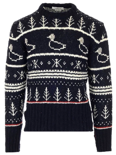 Shop Thom Browne Duck Icon Sweater In Blue