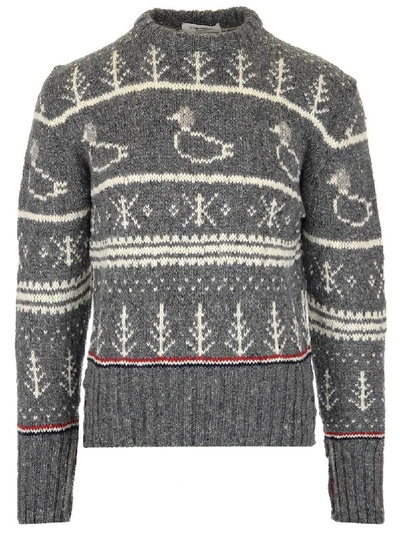 Shop Thom Browne Duck Icon Sweater In Grey