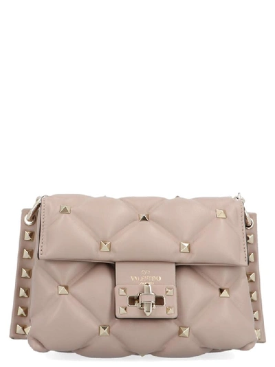 Shop Valentino Garavani Candystud Logo Chain Shoulder Bag In Pink