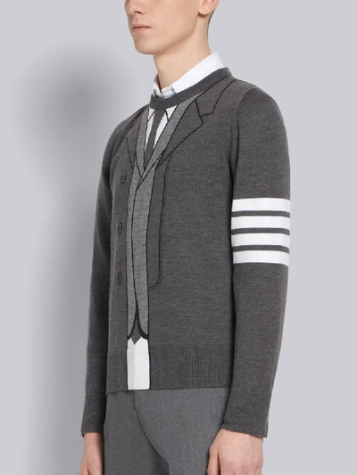 Shop Thom Browne Trompe L'oiel Suit Merino Pullover In Grey