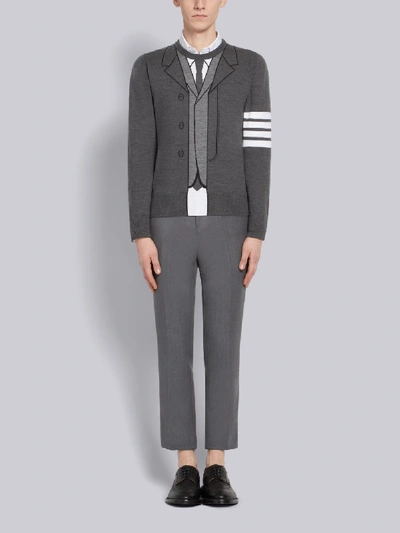 Shop Thom Browne Trompe L'oiel Suit Merino Pullover In Grey