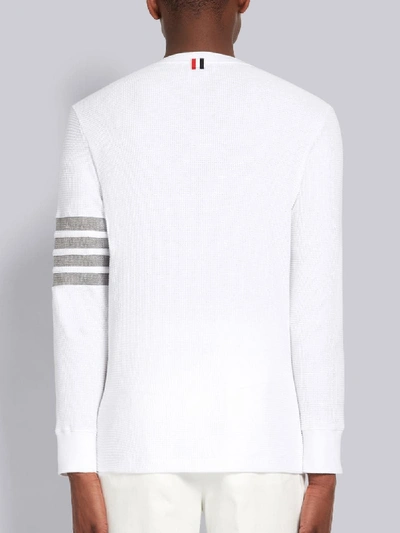 Shop Thom Browne 4-bar Compact Waffle Henley In White