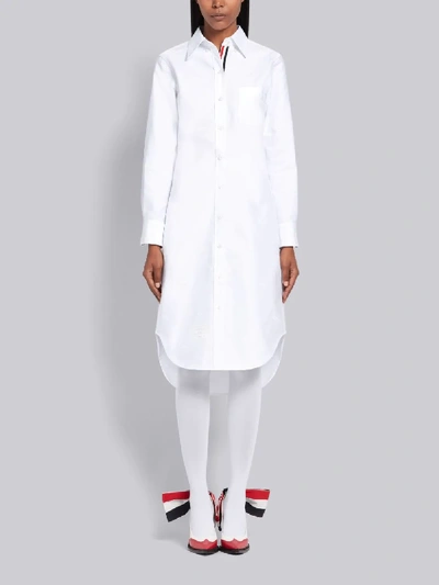 Shop Thom Browne Duck Embroidered Shirtdress In White
