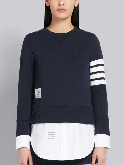 Shop Thom Browne 4-bar Loopback Jersey Sweatshirt In Blue