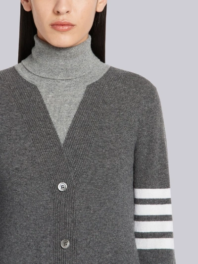 Shop Thom Browne 4-bar Trompe L'oeil Turtleneck In Grey