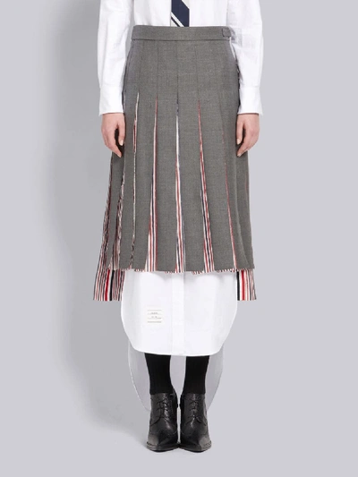 Shop Thom Browne Step-hem Pleated Skirt In Grey