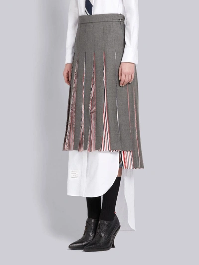 Shop Thom Browne Step-hem Pleated Skirt In Grey