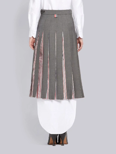 Shop Thom Browne Step-hem Pleated Skirt In Grey