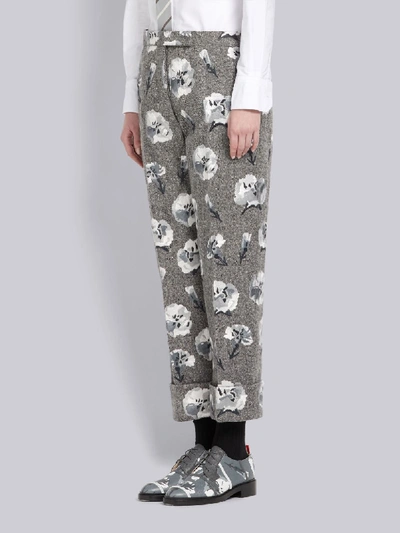 Shop Thom Browne Carnation Embroidery Mens Fit Trouser In Grey