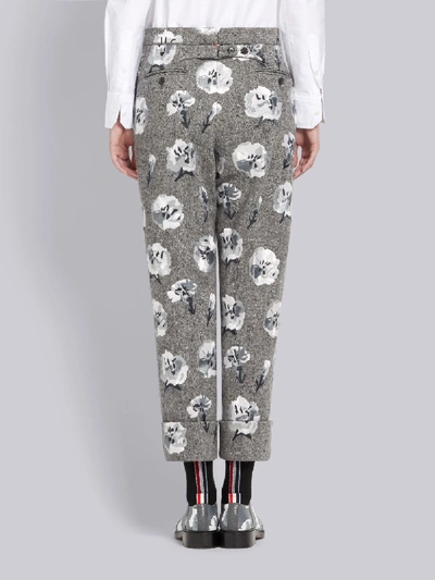 Shop Thom Browne Carnation Embroidery Mens Fit Trouser In Grey