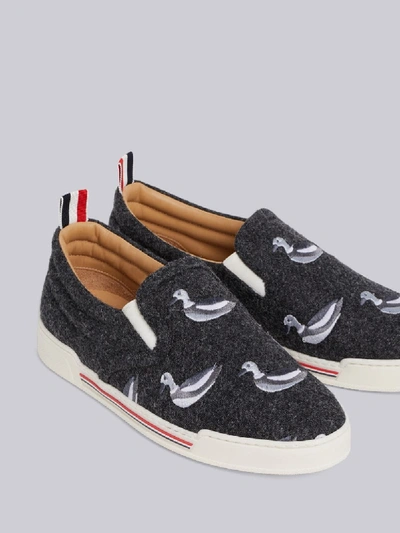 Shop Thom Browne Duck Embroidered Slip-on Trainer In Grey