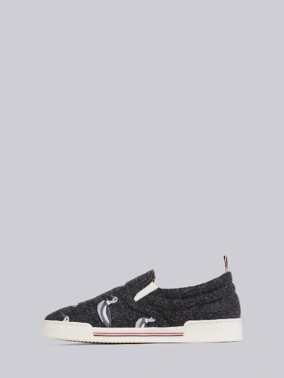 Shop Thom Browne Duck Embroidered Slip-on Trainer In Grey
