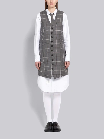 Shop Thom Browne Windowpane Vest Mini Dress In Grey