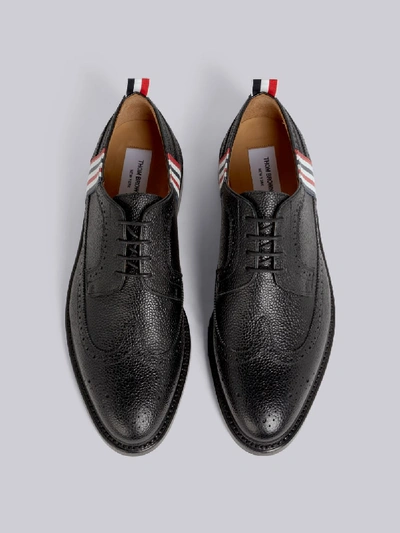 Shop Thom Browne 4-bar Rwb Emboss Longwing Brogue In Black