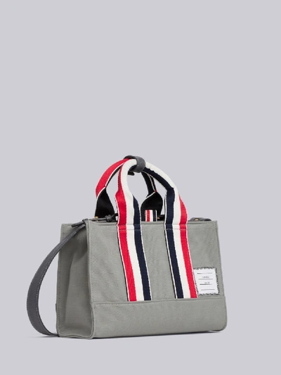 Shop Thom Browne Mini East-west Canvas Tote Bag In Grey