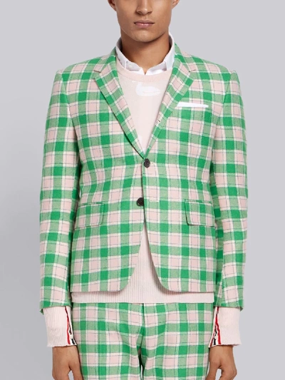 Shop Thom Browne Light Pink Flannel Box Check Narrow Shoulder Sport Coat