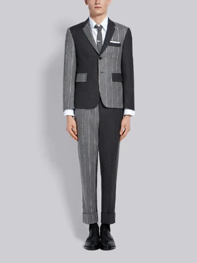 Shop Thom Browne Medium Grey Super 120s Shadow Stripe Suit