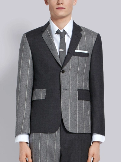 Shop Thom Browne Medium Grey Super 120s Shadow Stripe Suit