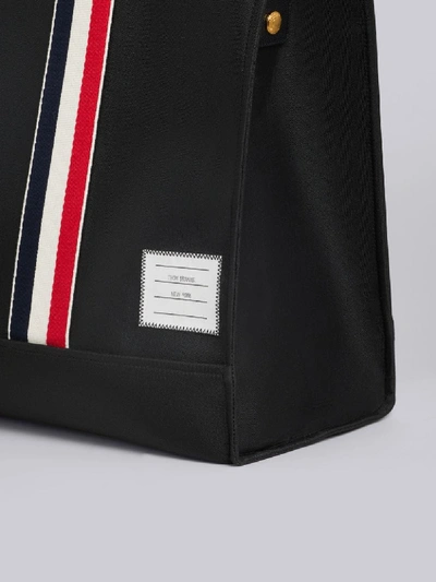 Shop Thom Browne East-west Nylon Tote Bag In Black