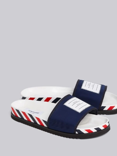 Shop Thom Browne 4-bar Paper Label Airmail Pool Slide In Blue