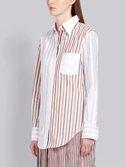 Shop Thom Browne Fun Mix Wide Stripe Flannel Shirt In White
