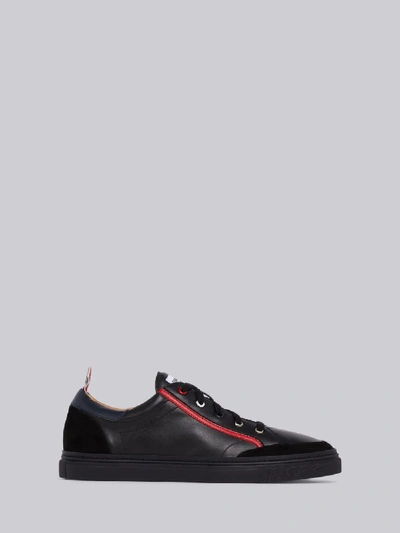 Shop Thom Browne Calfskin Rubber Cupsole Sneaker In Black