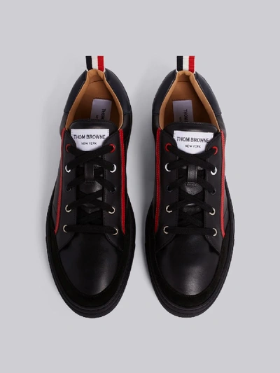 Shop Thom Browne Calfskin Rubber Cupsole Sneaker In Black