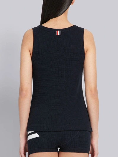 Shop Thom Browne 4-bar Compact Waffle Tank In Blue