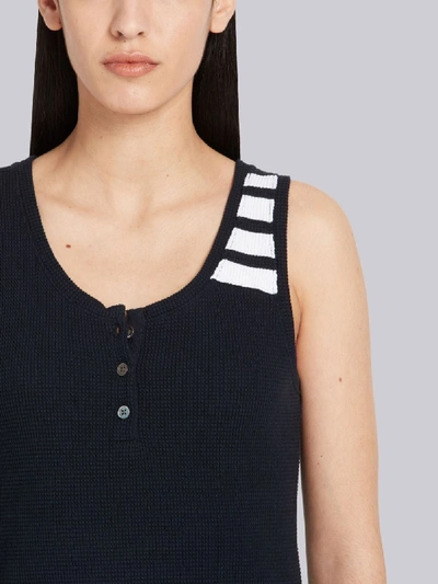 Shop Thom Browne 4-bar Compact Waffle Tank In Blue