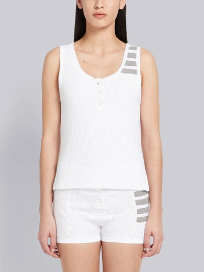 Shop Thom Browne 4-bar Compact Waffle Tank In White