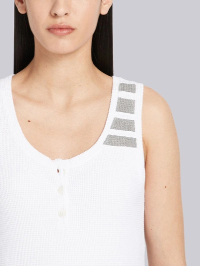Shop Thom Browne 4-bar Compact Waffle Tank In White