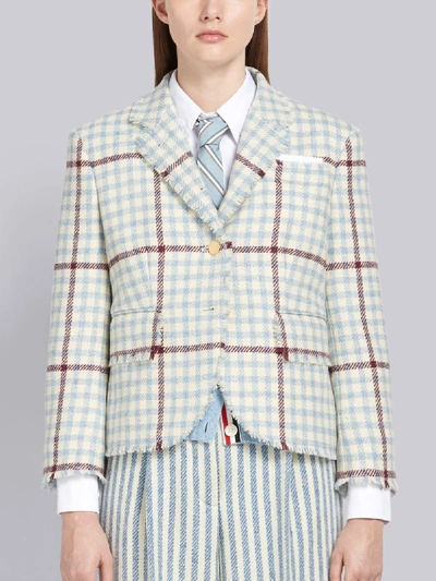 Shop Thom Browne Blue Shetland Gun Club Little Boy Jacket