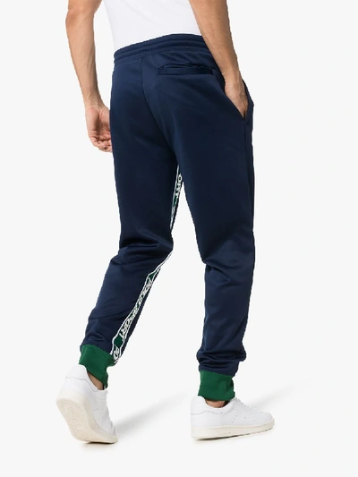 Shop Polo Ralph Lauren Logo Stripe Sweatpants In Blue