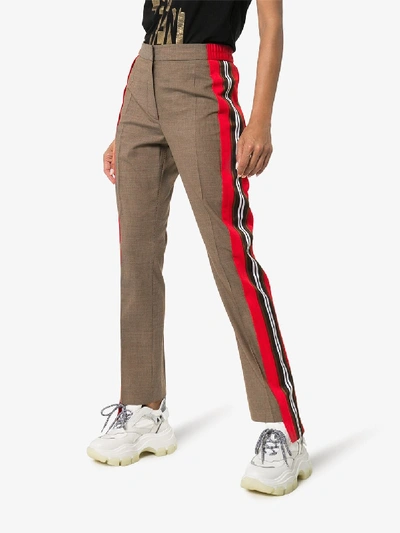 Shop Burberry Side Stripe Tailored Trousers In Neutrals