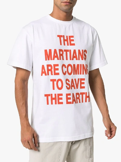 Shop Liam Hodges Martian Slogan Print T-shirt In White