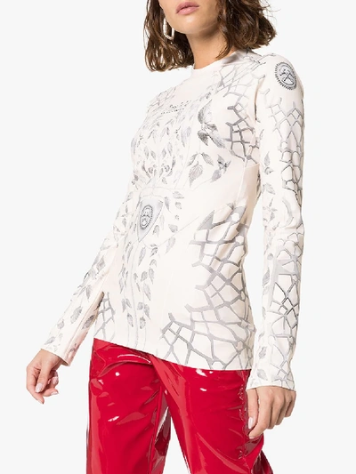 Shop Gmbh Printed Long Sleeve Top In Neutrals