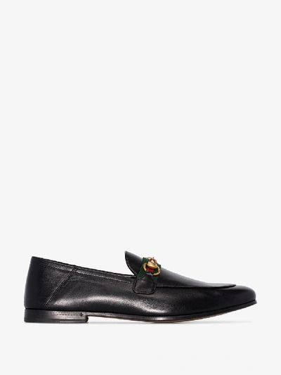Shop Gucci Black Brixton Horsebit Leather Loafers