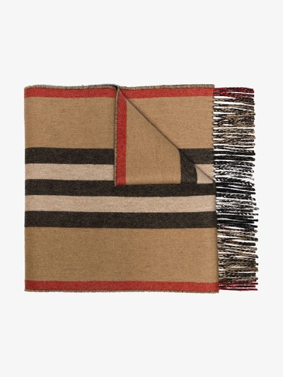 Shop Burberry Multicoloured Archive Stripe Cashmere Scarf In Neutrals