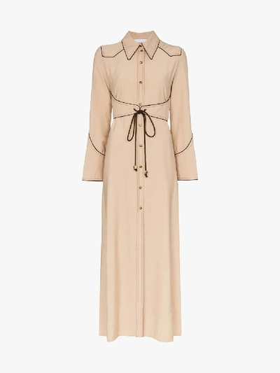 Shop Nanushka Parx Midi Shirt Dress In Neutrals