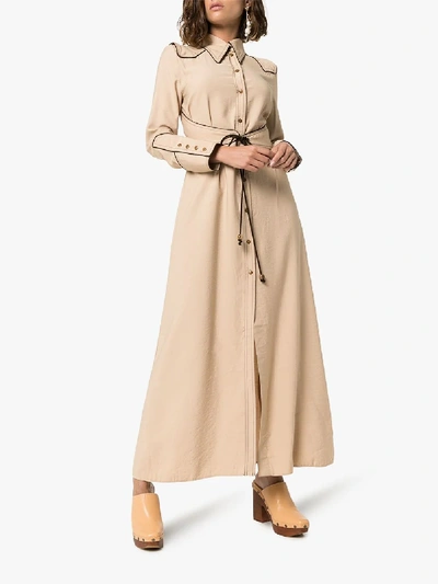 Shop Nanushka Parx Midi Shirt Dress In Neutrals