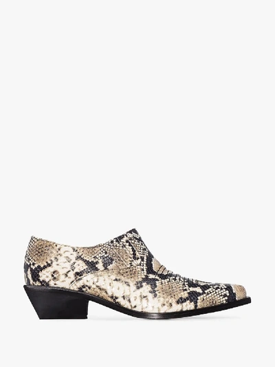 Shop Rejina Pyo Beige Dolores 50 Snake Print Leather Boots In Neutrals