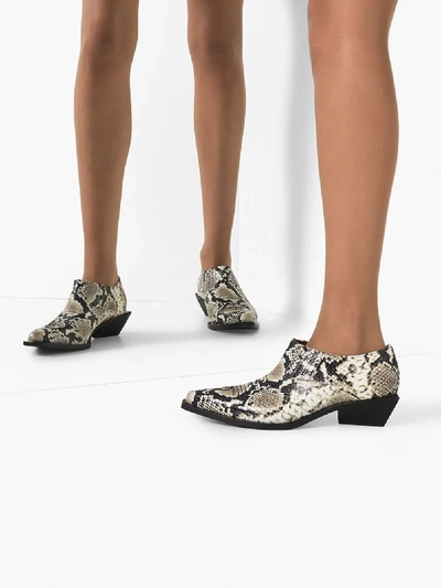 Shop Rejina Pyo Beige Dolores 50 Snake Print Leather Boots In Neutrals