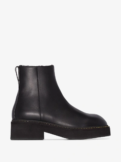Shop Marni Black Leather 50 Ankle Boots