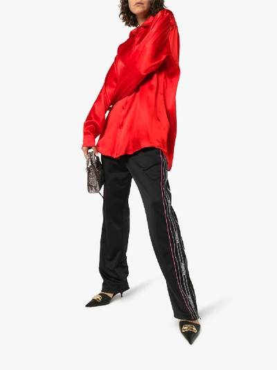 Shop Balenciaga Button-down Silk Shirt In Red