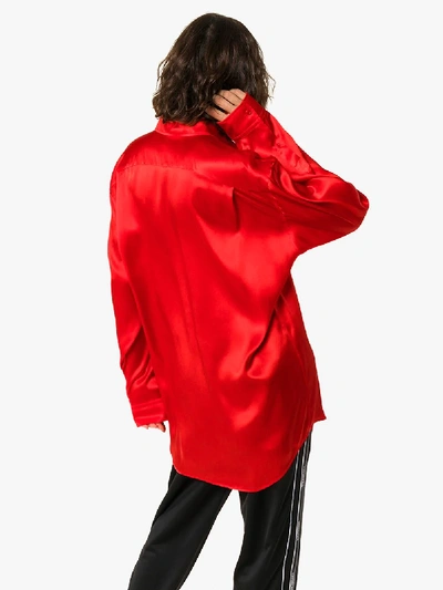 Shop Balenciaga Button-down Silk Shirt In Red