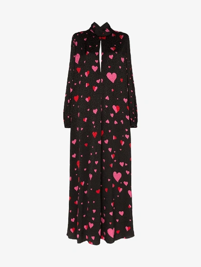 Shop Racil Barbara Heart Print Maxi Dress In Black