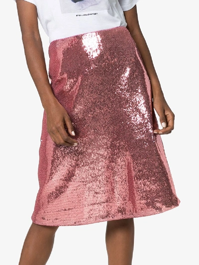Shop Hvn Wiona Sequinned Skirt In Pink