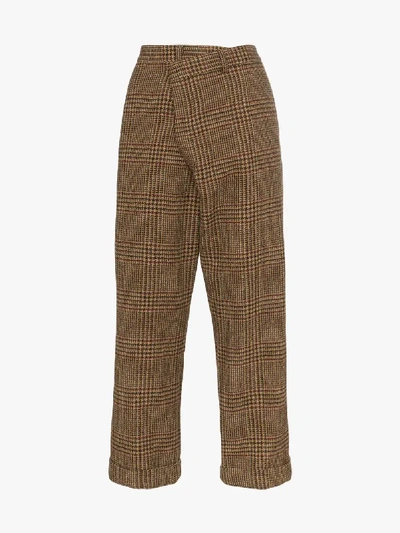 Shop R13 Crossover Check Wool Trousers In Brown